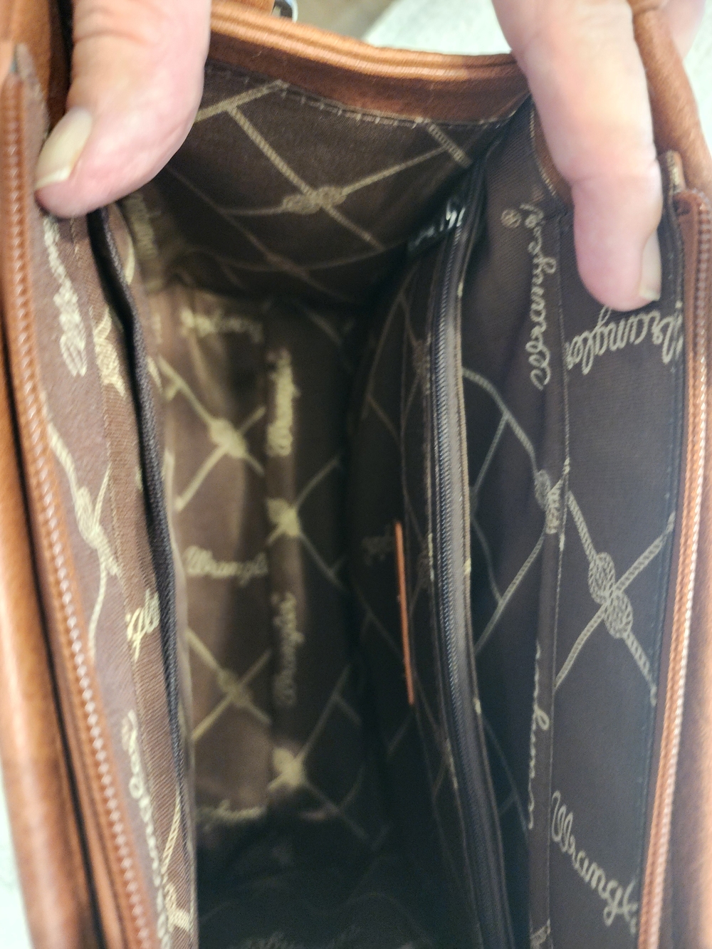 Wrangler Brown Faux-Leather Braided Satchel with Croc-Embossed Trim - Picture 6 of 7